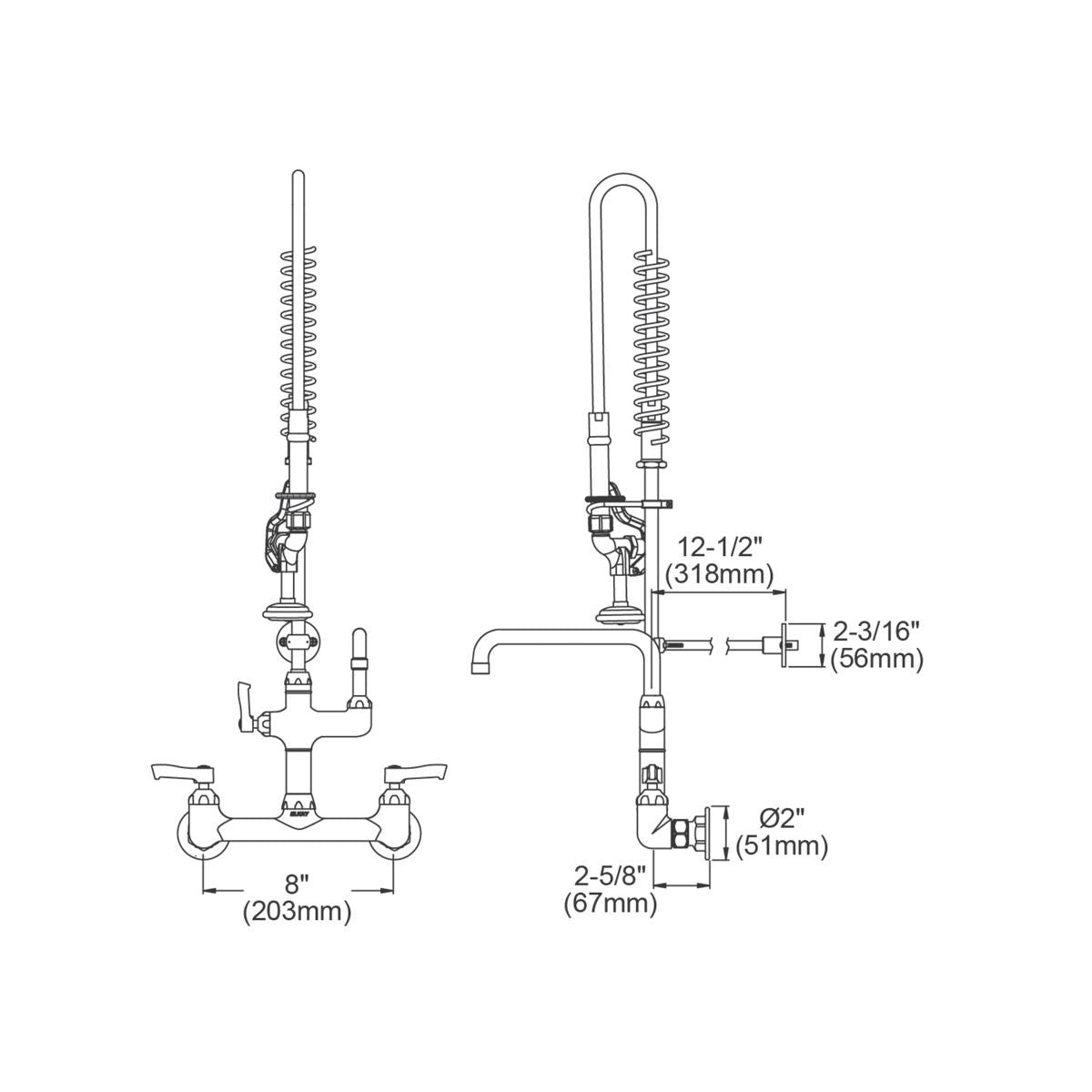 BSC PREFERRED Bsc Preferred LK943AF08LC Wall-mounted Faucet 1.2 Gpm