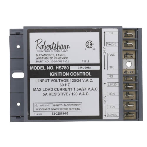 Robertshaw 780-785 Hot Surface Ignition Control Module 24 VAC 1.5 A Natural Gas Liquid Propane