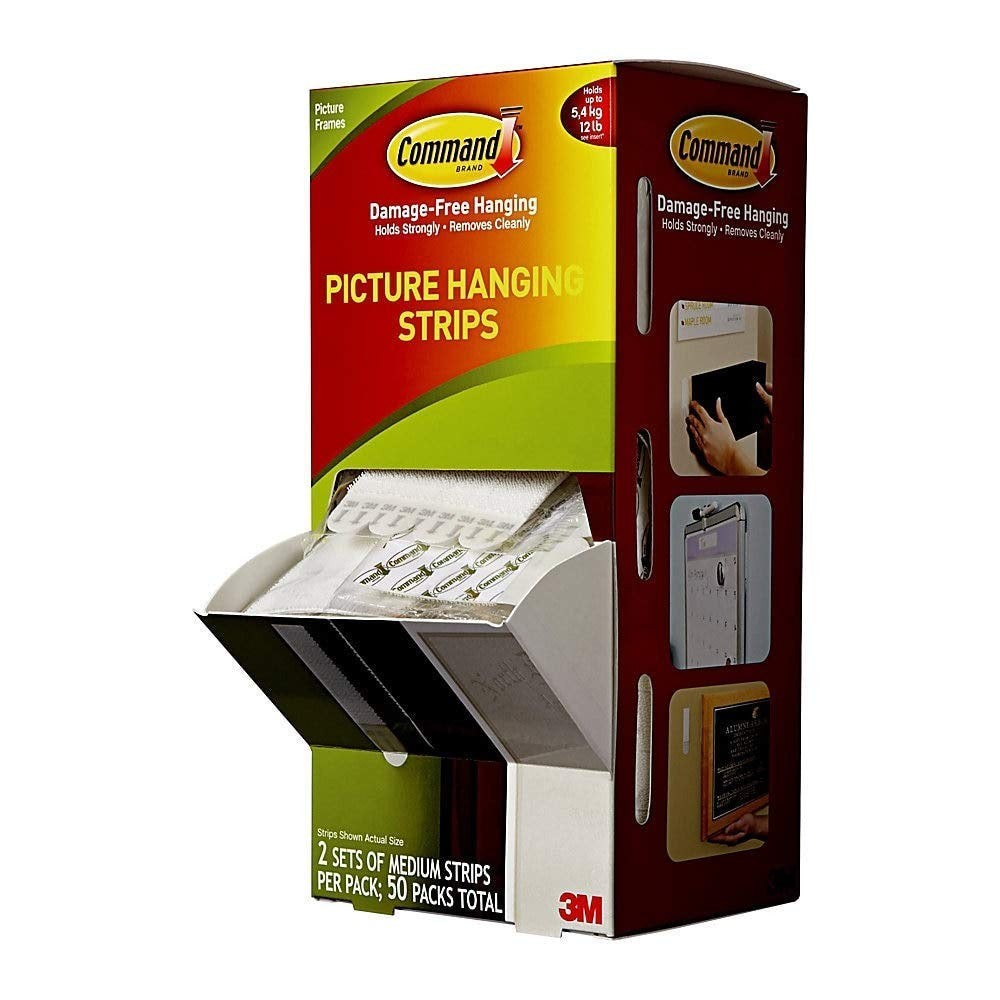 3M 3M MMM17201CABPK Command Picture Hanging Strips Holds 6 lb per pair (0.75 x 2.75 in, 50 sets/carton) 17201CABPK