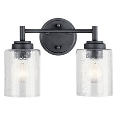 Kichler 45885BK Winslow Contemporary Style Vanity Light, (2) A19 Incandescent Lamp, 120 VAC