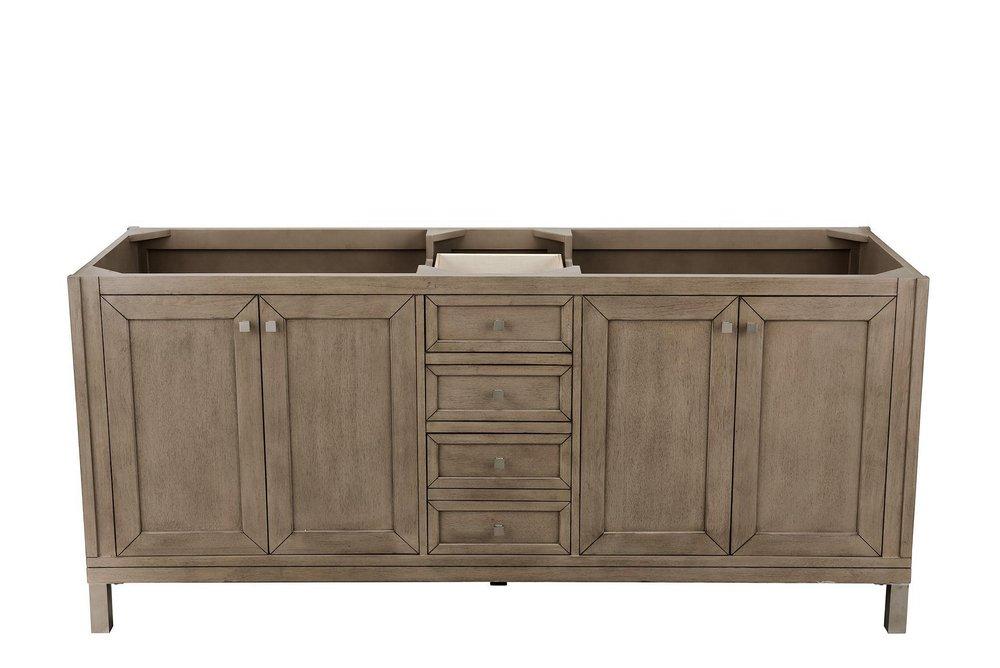 James Martin Vanities 305-V72-WWW Chicago 72 Double Vanity White Washed Walnut