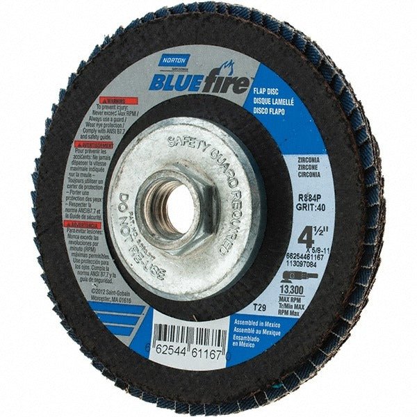 NORTON Norton 66254461167 Flap Disc 4.5 in Type 29 40 Grit