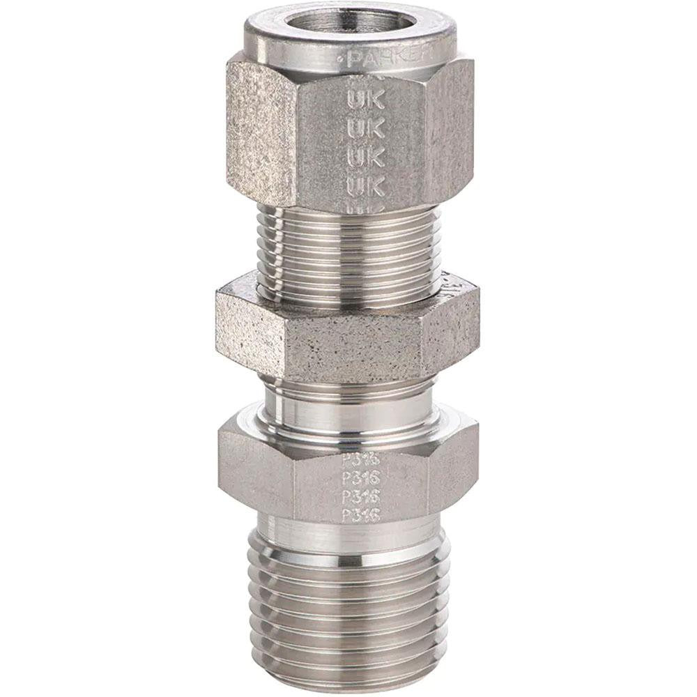 PARKER Parker 6MBC4N-316 Bulkhead Connector 1/4-18 Npt Ss