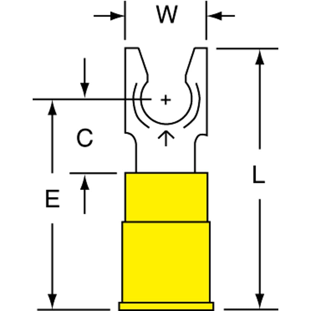 3M 3M 7010349251 Fork Terminal Yellow Nylon 10 Stud Crimp