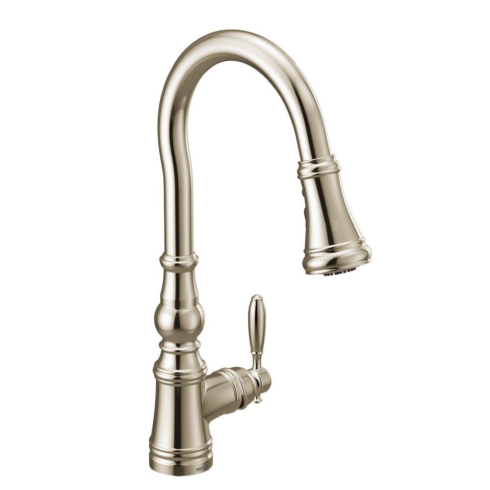 Moen S73004NL Weymouth Single Handle Pull Down Kitchen Faucet in Polished Nickel