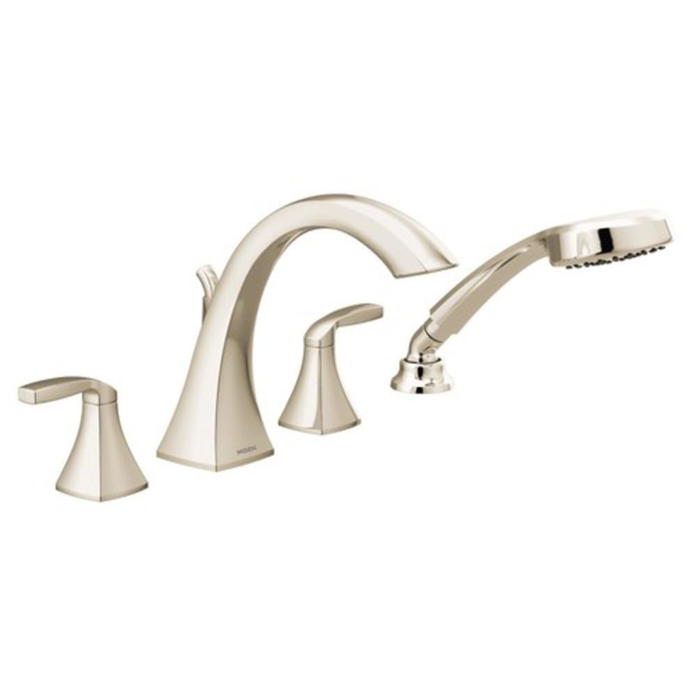 Moen T694NL Voss 2 Handle Roman Tub Faucet with Handshower in Polished Nickel (Trim Only)