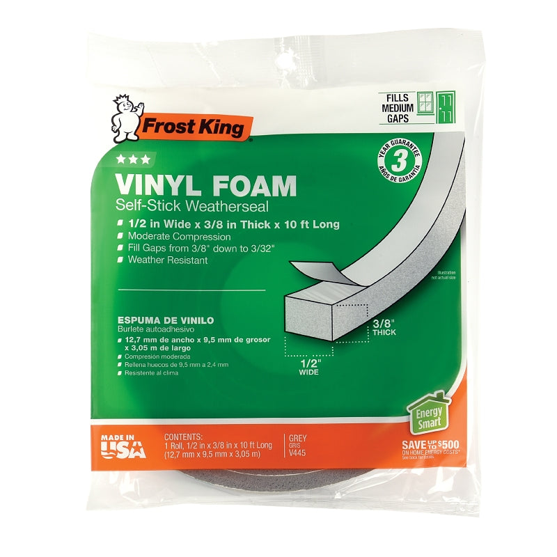 FROST KING Frost King V445H Vinyl foam tape closed cell moderate compression (1/2 in x 3/8 in x 10 ft)