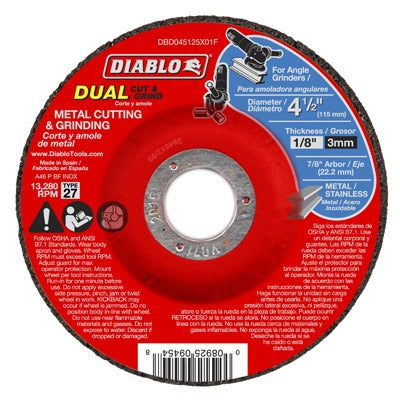 DIABLO Freud DBD045125X01F Dual Cutting Grinding Disc 10 Pack