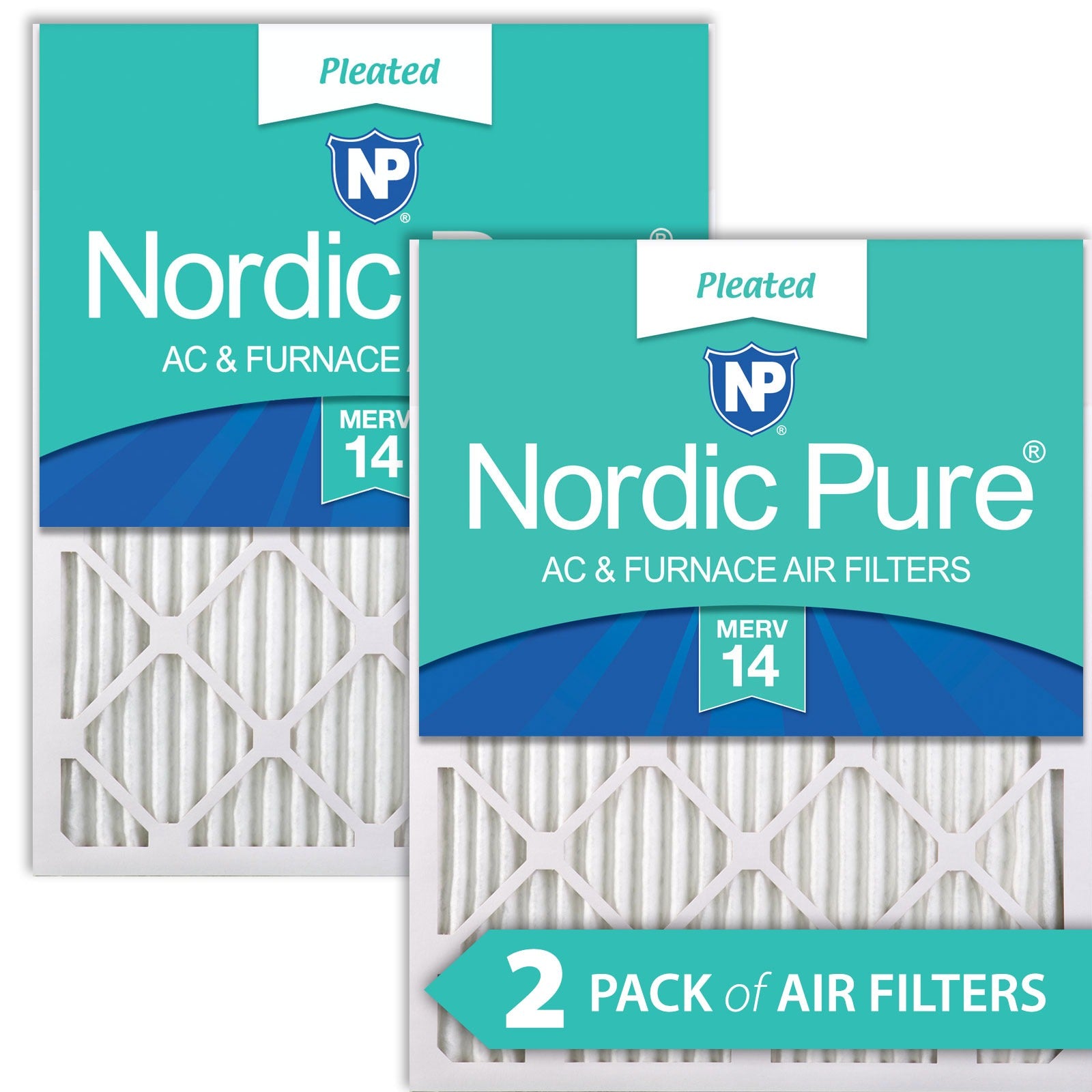 NORDIC PURE Nordic Pure 25x25x1M14-2 Pleated Air Filter Merv 14
