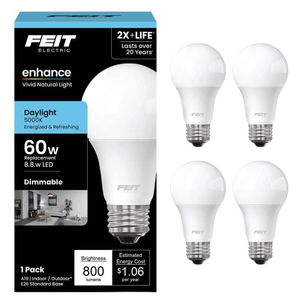 FEIT ELECTRIC Feit Electric OM60DM/950CA/4 A19 LED Light Bulb 8.8W (4 Pack)