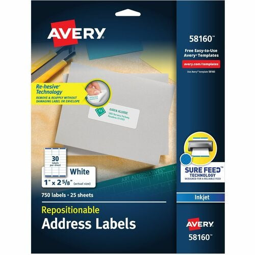 AVERY Avery AVE58160 Repositionable Address Labels 750 Pack