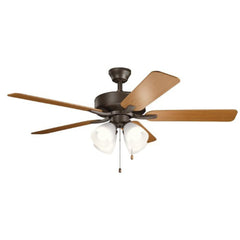 Kichler Lighting 330016SNB Basics Pro Premier 52W 4-Light 5-Blade LED Ceiling Fan in Satin Natural Bronze