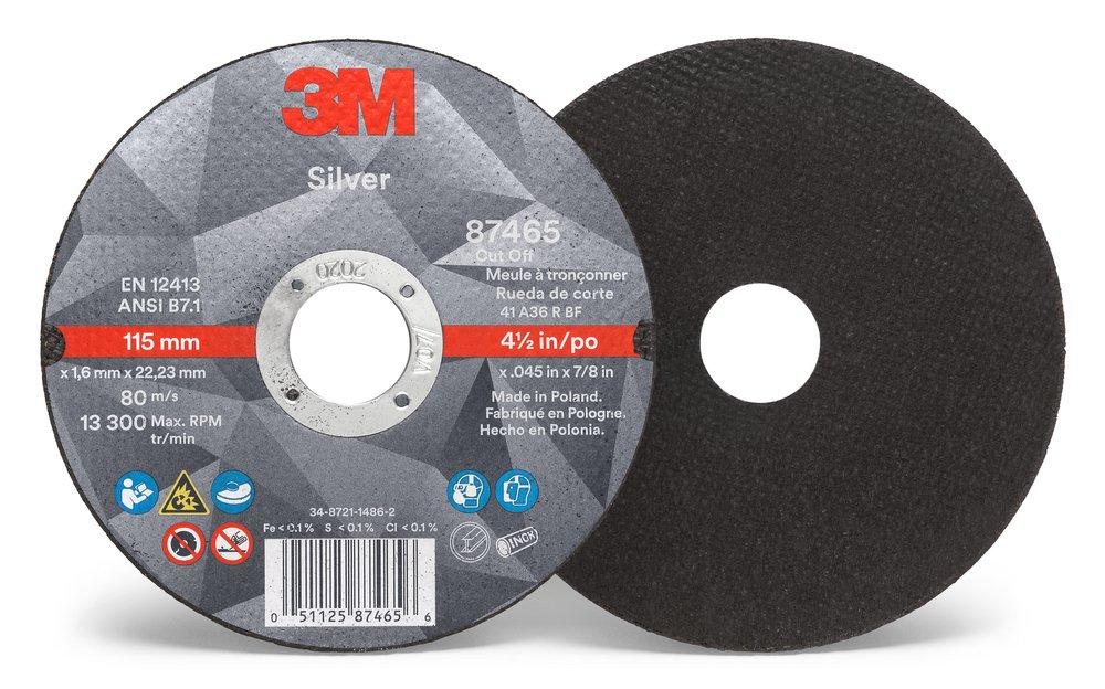 3M 7100139228 4-1-2 x 0.045 x 7-8 in. Silver Cut-Off Wheel