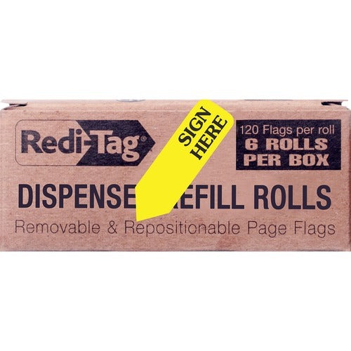REDI-TAG Redi-tag RTG91001 Sign Here Refill Flags Yellow Box of 6
