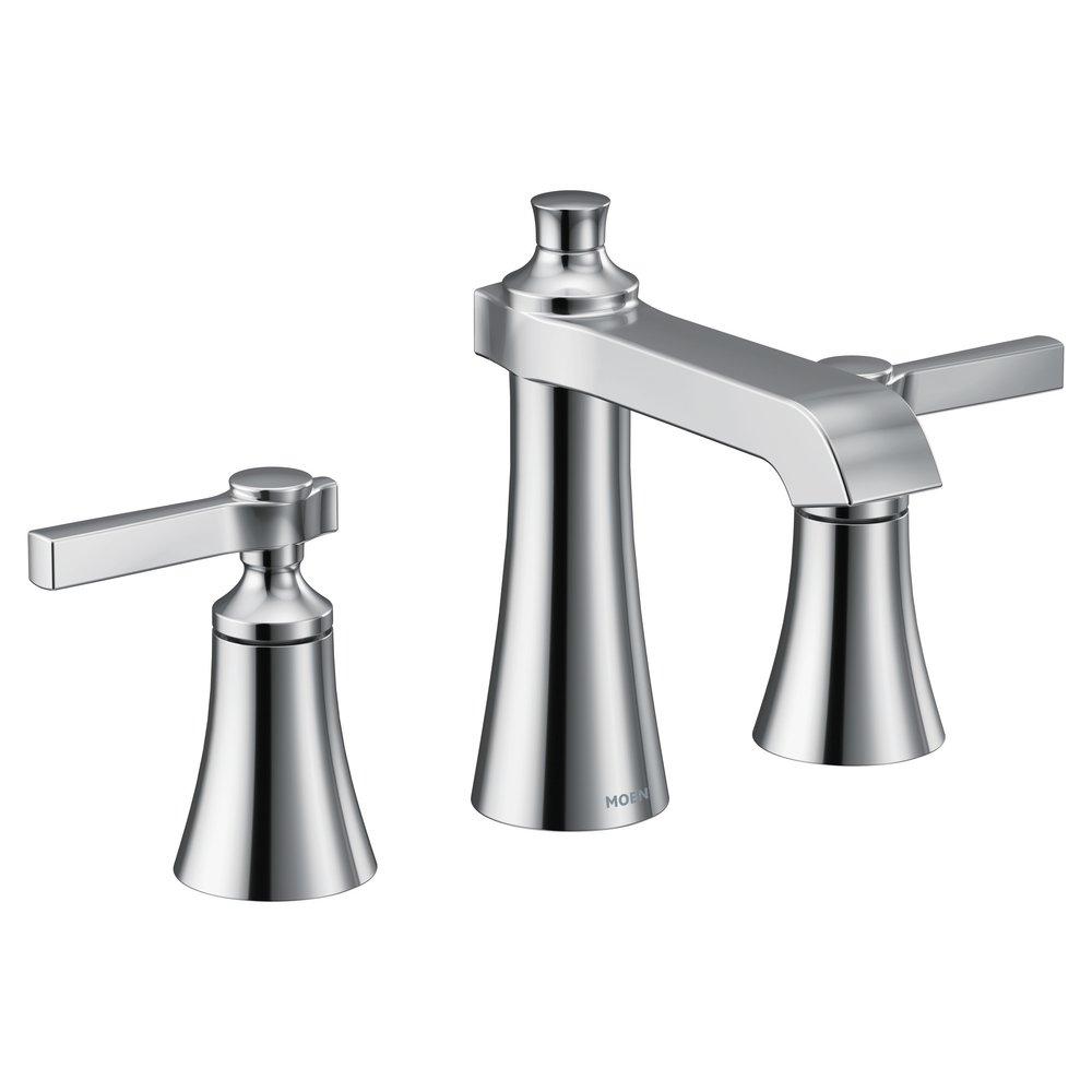 Moen TS6984 Flara Two Handle Widespread Bathroom Sink Faucet in Polished Chrome