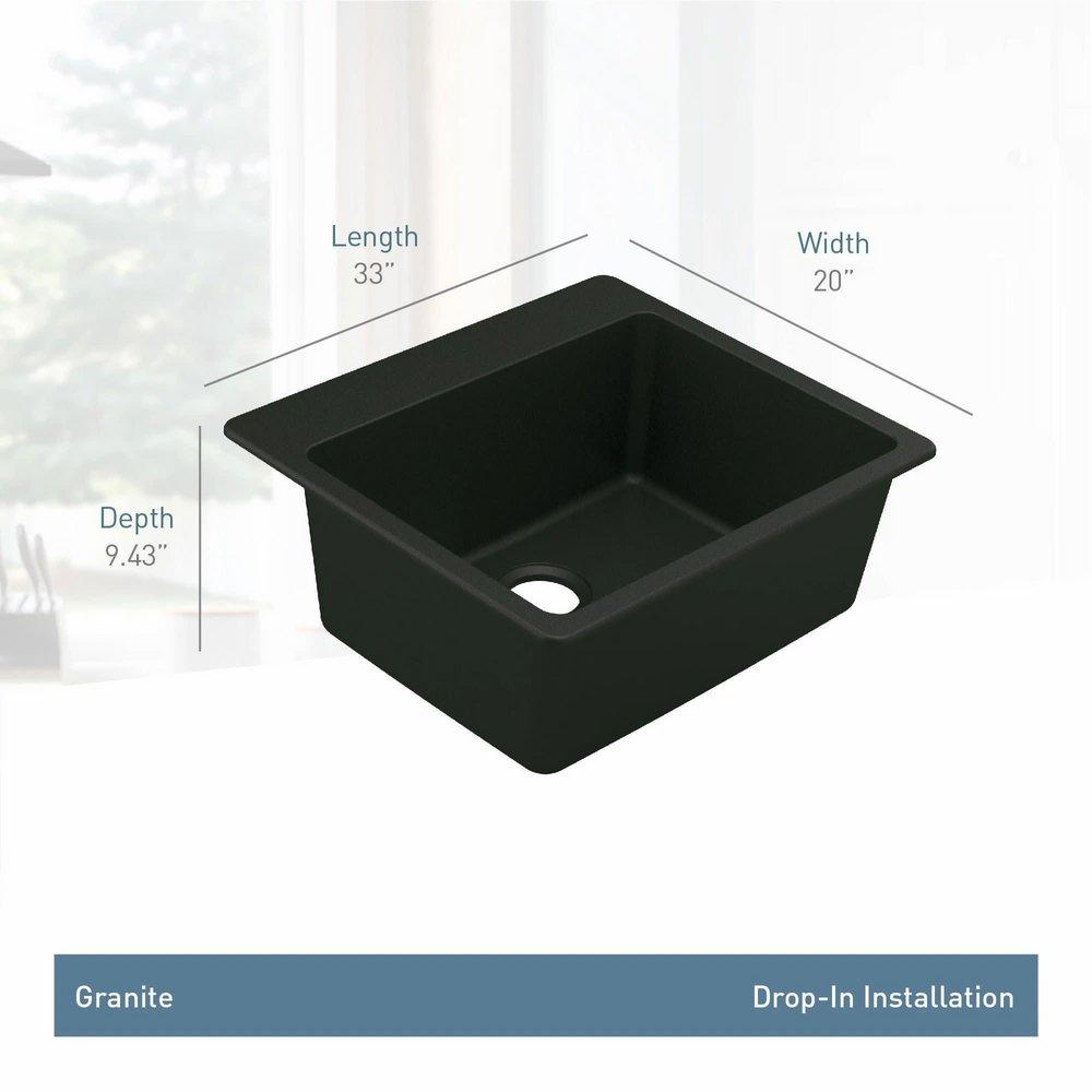 Moen GGB3019B Granite Series 25 x 22 in. 5-Hole Granite Single Bowl Dual Mount Kitchen Sink