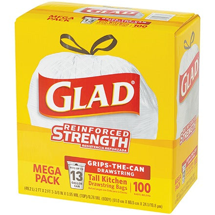 BSC PREFERRED Bsc Preferred GLAD13DSW Drawstring Trash Bags 100ct