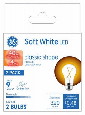 GE G E Lighting 93130351 Led A15 Fan Bulb 4W Clear 2 Pack