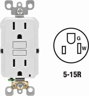 LEVITON Leviton R12-GFNT1-0KW 15A Slim Self-test Gfci Outlet White