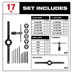 Milwaukee Tool 49-22-5600 17PC SAE TAP AND DIE SET