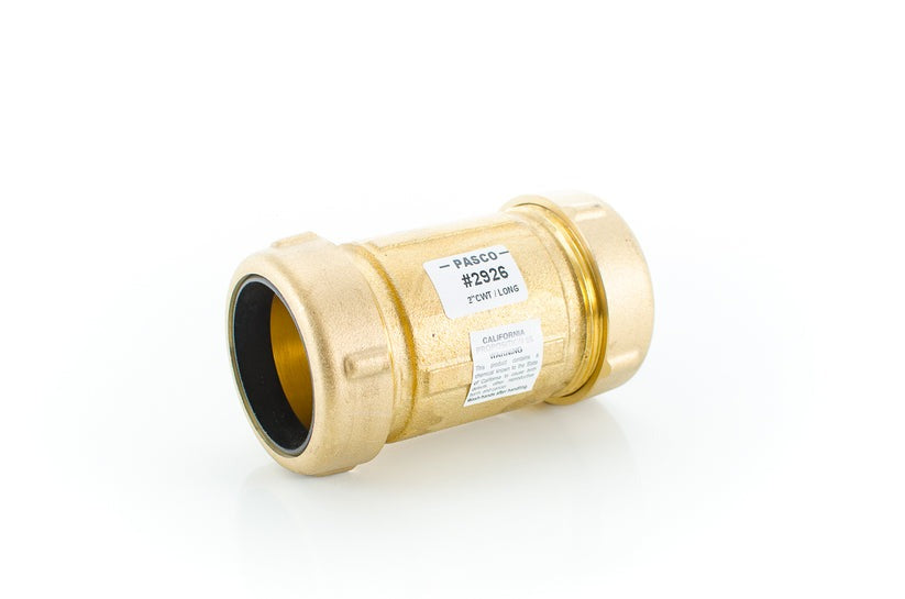 PASCO Pasco 2926-PA 2 Inch Brass Compression Coupling Long