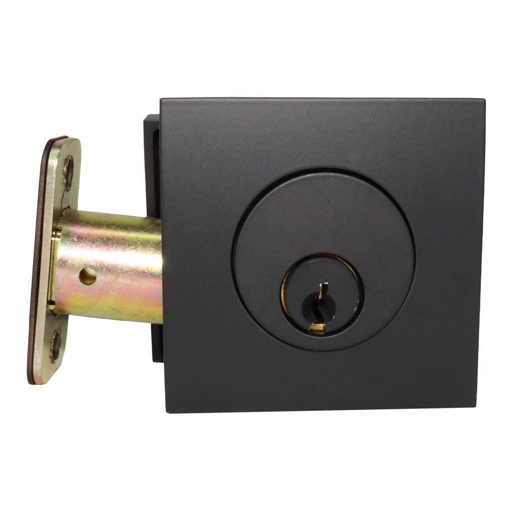 EMTEK Emtek 8469US19.RLS Square Single Cylinder Deadbolt Flat Black