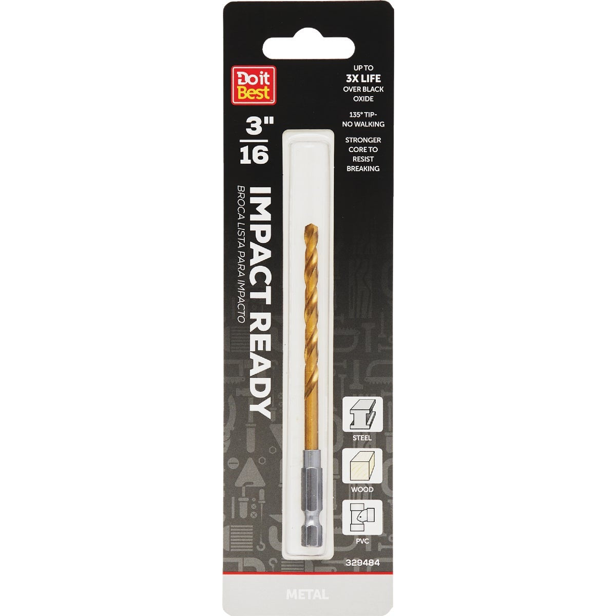 BSC PREFERRED Bsc Preferred QJDIB-DB-052 Titanium Hex Drill Bit 3/16