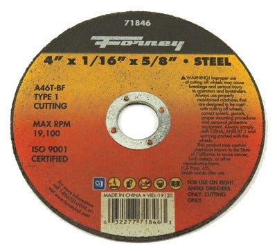 FORNEY Forney Industries Inc 71846 Type 1 Metal Cutting Wheel
