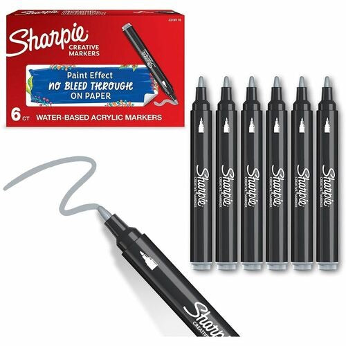 SHARPIE Newell Brands SAN2218118 Sharpie Bullet Marker Gray 6pk