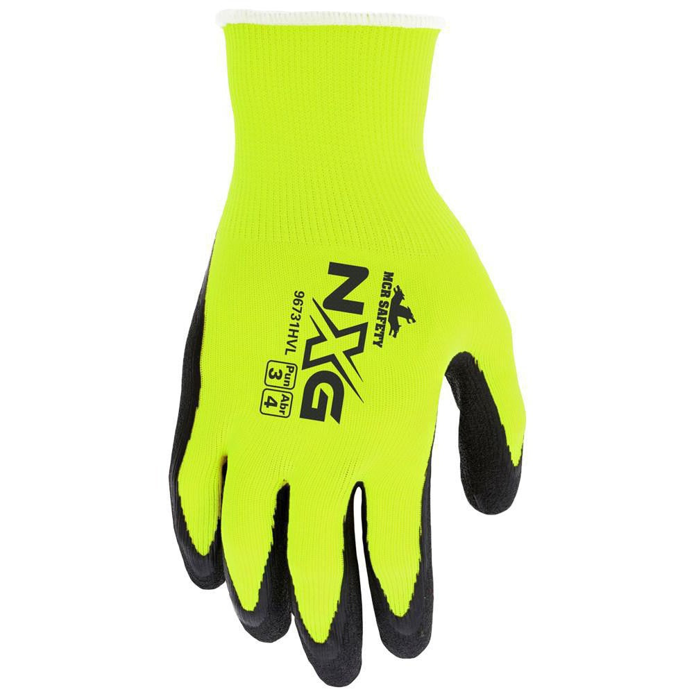 MCR SAFETY Mcr Safety 96731HVS Work Gloves Small Latex Coated Hivis