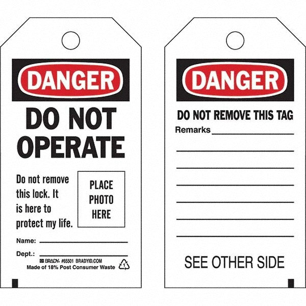 BRADY Brady 65501 Lockout Danger Tag Polyester 5.75x3 in 10-pack