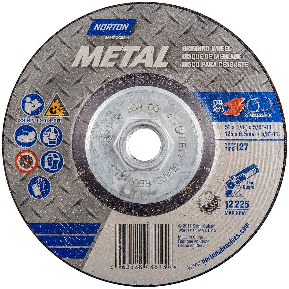 NORTON Norton 66252843613 Type 27 Grinding Wheel 5 in 24 Grit