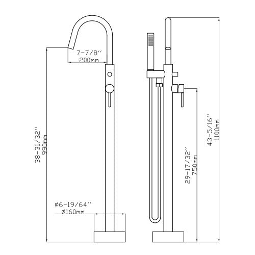 DAKOTA Dakota Plumbing Products DSF-00BTF01MBK Tub Filler Matte Black