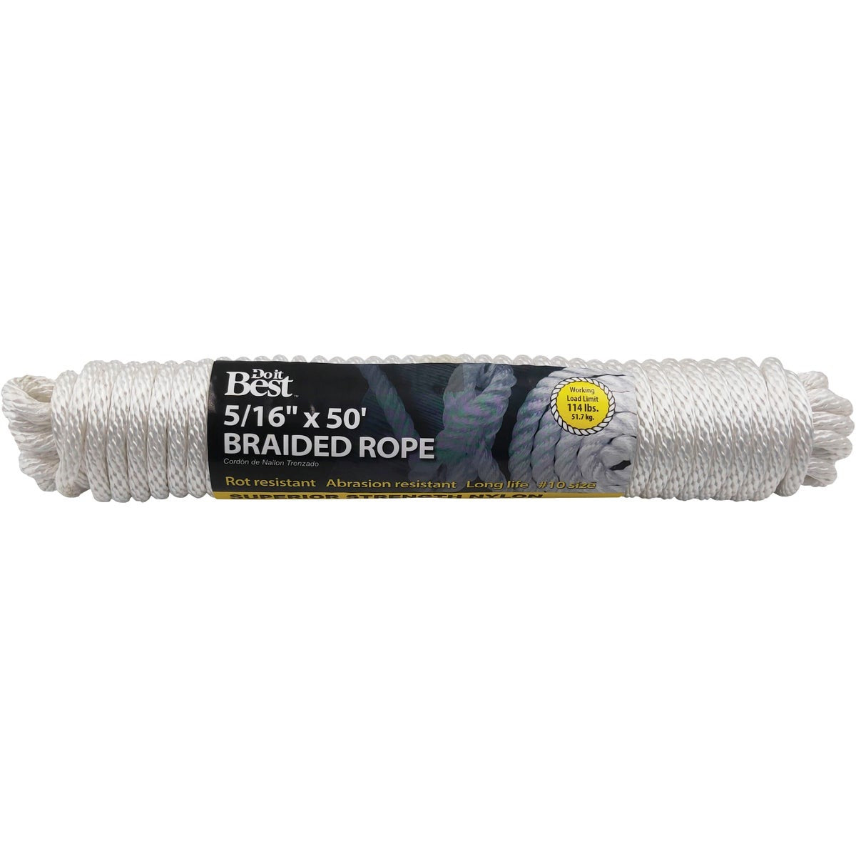 BSC PREFERRED Bsc Preferred 721892 Nylon Braided Rope 5/16 in 50 Ft
