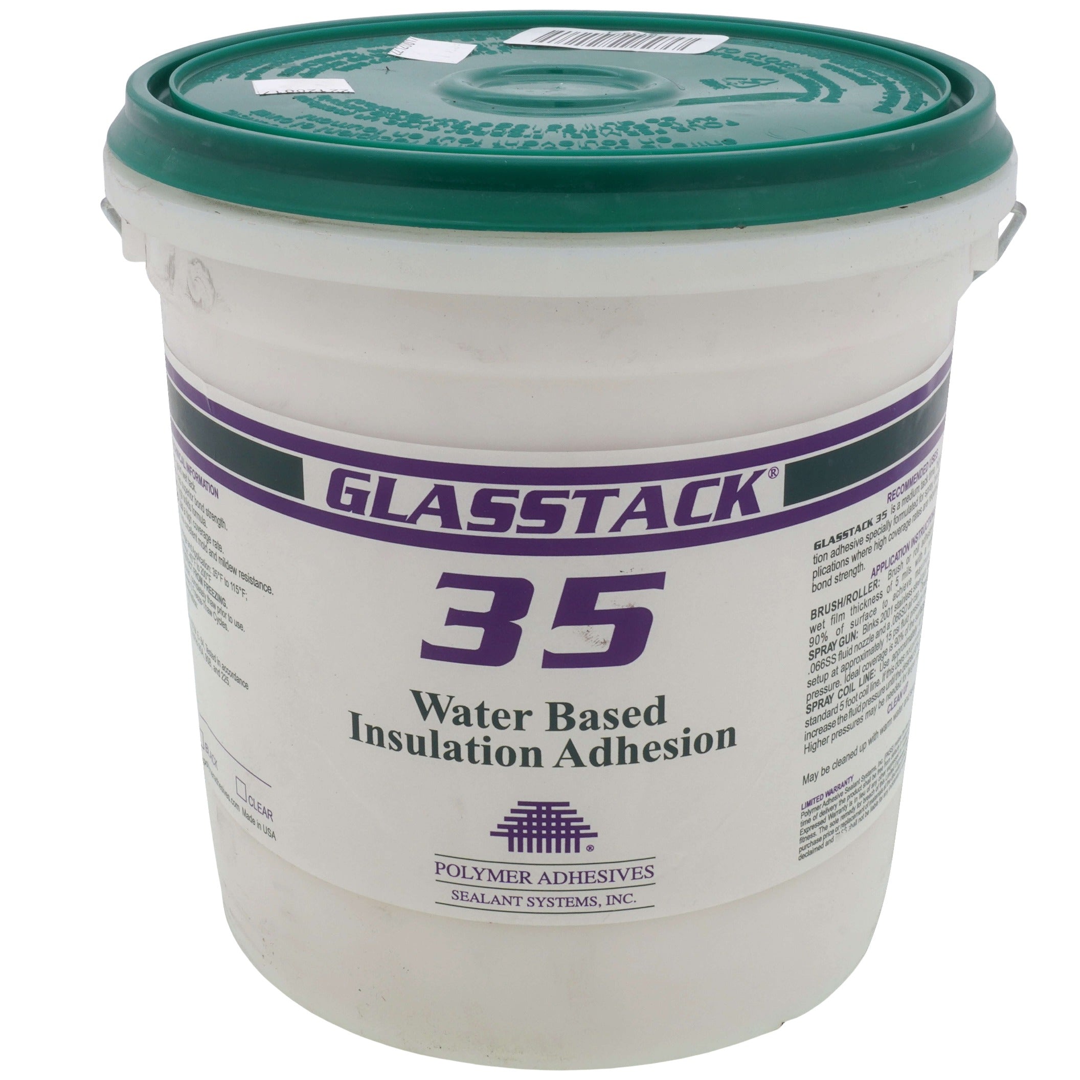 POLYMER ADHESIVES Polymer Adhesives GT35-1 Glasstack 35 Water-Based Insulation Adhesive 1 Gal Pail