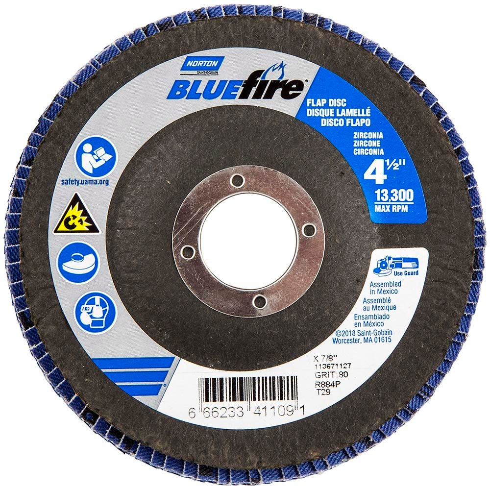 NORTON Norton 66623341109 Flap Disc 80 Grit Type 29 4.5 Inches
