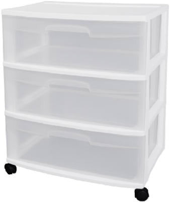 STERILITE Sterilite 29308001 3-drawer Wide Storage Cart