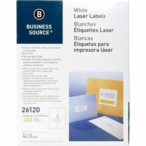 BUSINESS SOURCE Business Source BSN26120 Address Labels 3.5x5 in 400 Pack