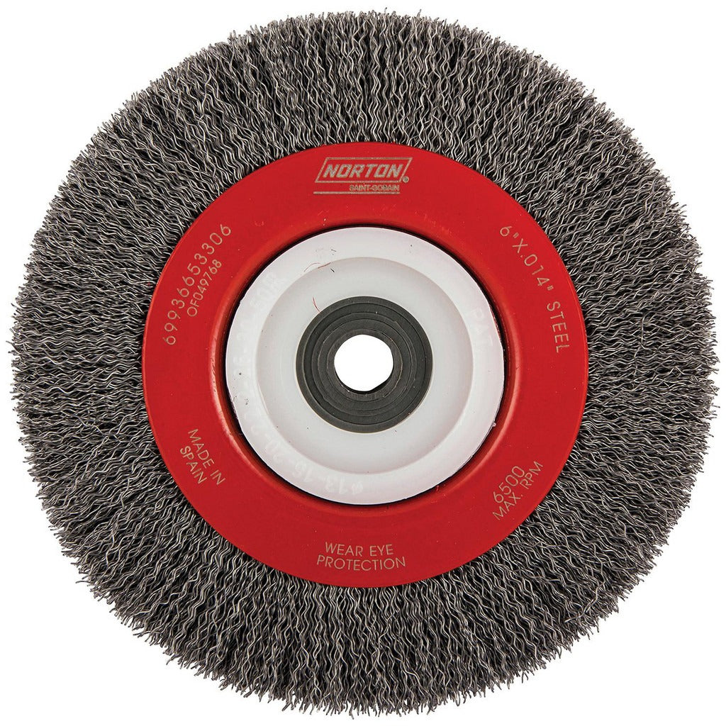 NORTON Norton 69936653306 Wheel Brush 6 in Carbon Steel Arbor
