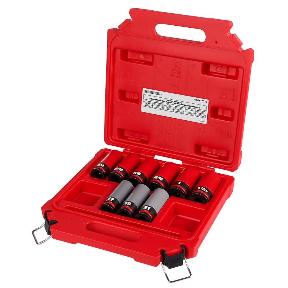MILWAUKEE Milwaukee 49-66-7832 Shockwave Impact Duty 1/2 Drive 9 Piece Lug Nut Wheel Socket Set