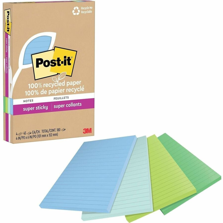 3M 3M MMM4621R4SST Post-it Super Sticky Adhesive Note 4 inches x 6 inches (4/Pack) 4621R-4SST