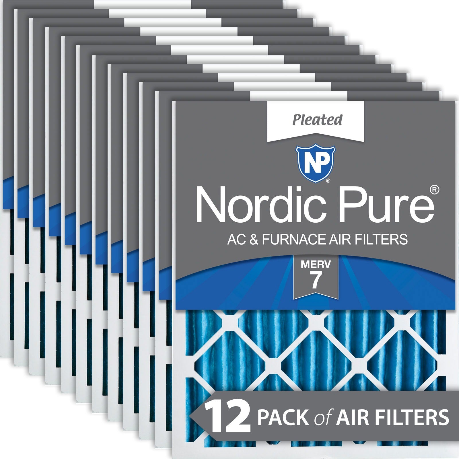NORDIC PURE Nordic Pure 18x18x2M7-12 Merv 7 Pleated Air Filter 12pk