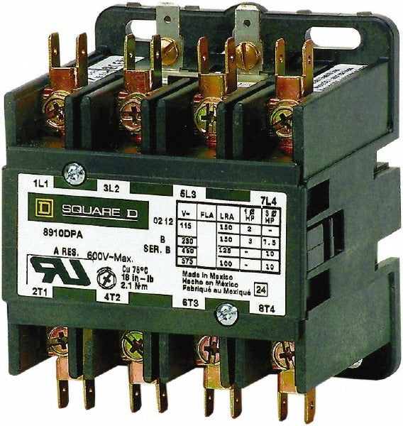 SCHNEIDER ELECTRIC Square D 8910DPA34V02U1 Definite Purpose Contactor 4P 30A