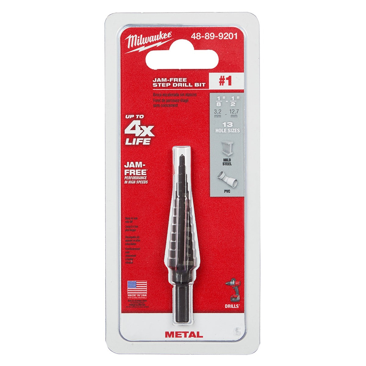 MILWAUKEE Milwaukee 48-89-9201 #1 Step Drill Bit (1/8 in - 1/2 in by 1/32 in, 13-Step)