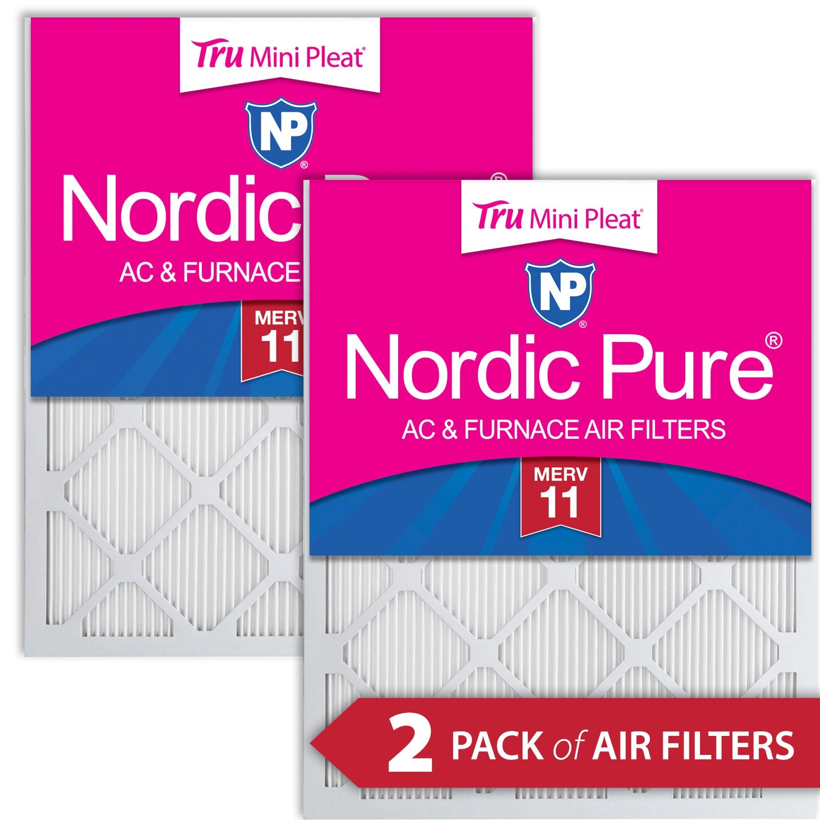 NORDIC PURE Nordic Pure 10x24x1M11MiniPleat-2 Merv 11 Mini Pleat Filter 2-pack