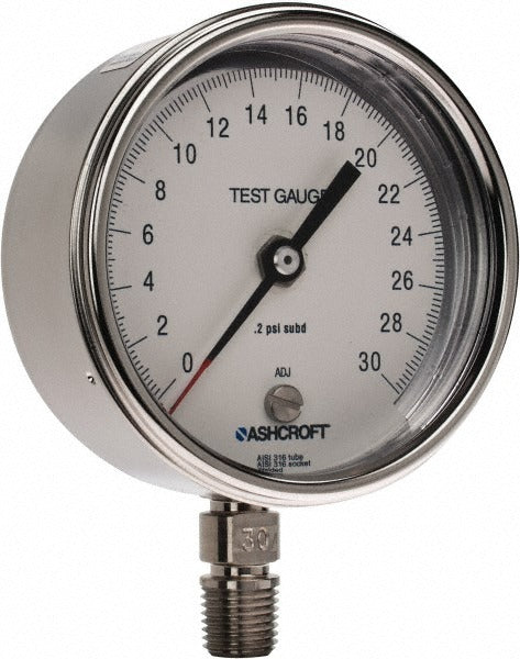 ASHCROFT Ashcroft 92909 Pressure Gauge 3 in 0-15 Psi Npt Lower Mount