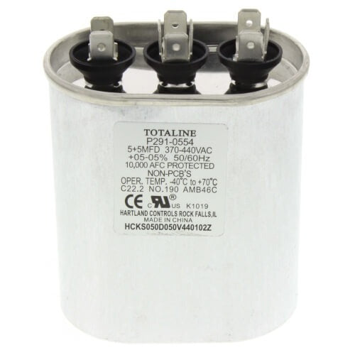 CARRIER Carrier P291-0554 5/5 mfd 440v oval run capacitor (5/5 mfd) CRCP291-0554