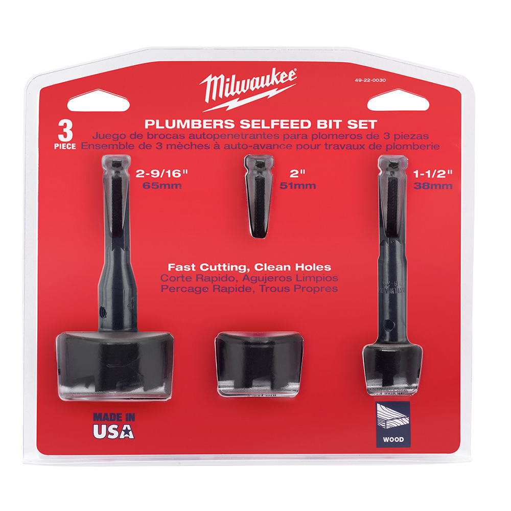 Milwaukee 49-22-0030 Plumber's Selfeed Bit Kit (3-Piece)