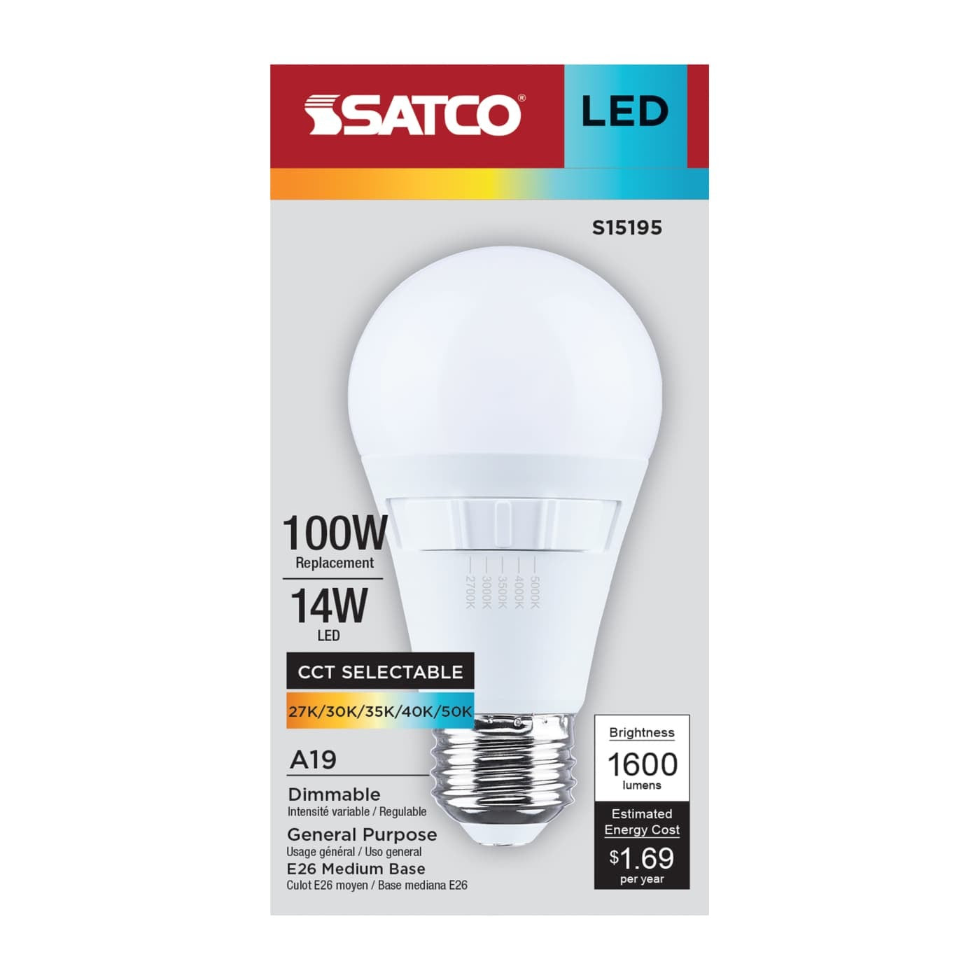 SATCO Satco S15195 A19 Led 14W (220 degree) S15195