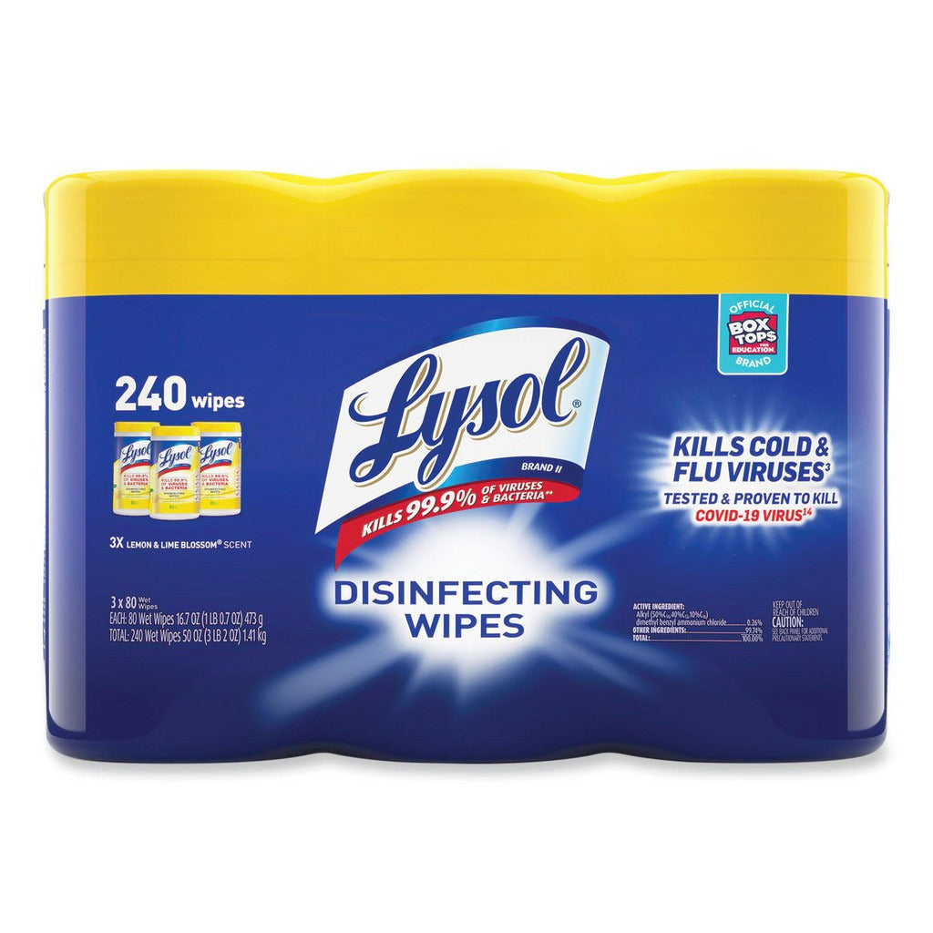 RECKITT Lysol RAC84251PK Disinfecting Wipes 80ct 3 Canisters